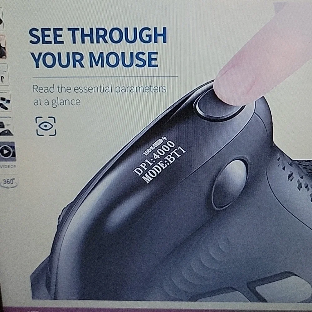 Delux Seeker wireless ergonomic vertical mouse OLED screen BT USB receiver NEW…